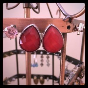 Red teardrop earrings